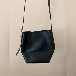 Madewell Black Leather Bucket Bag
